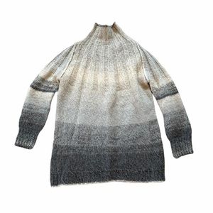 By Anthropologie Sweater Women’s S Knit Striped Turtleneck Ombre Gray Neutral